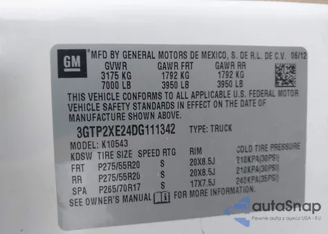 2013 GMC Sierra 1500 Denali from USA, damaged, VIN 3GTP2XE24DG111342